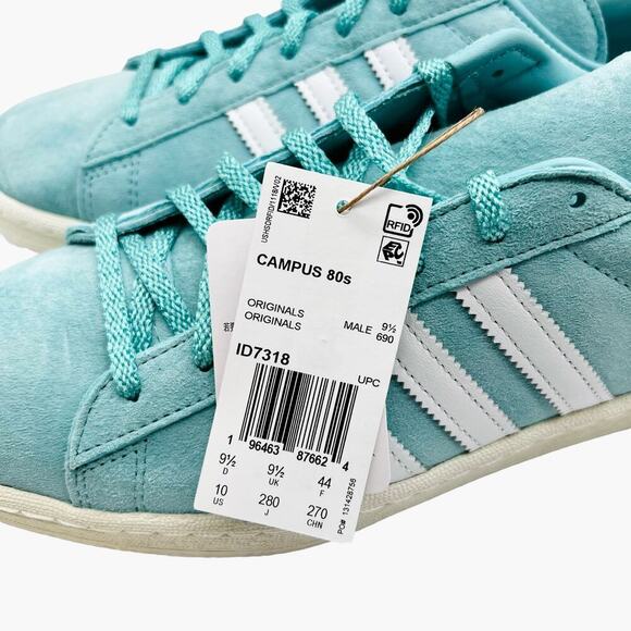 Adidas Originals Campus 80s Sneakers Turquoise‎ White Men’s Size 10 main image 10